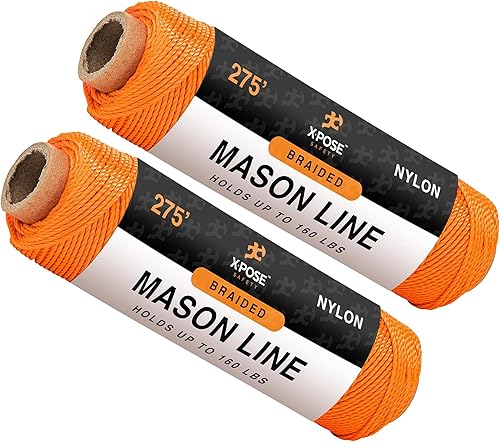 Miniatura 44 de Xpose Safety Cuerda blanca Mason Line – # 18 trenzado de nailon – Línea de construcción duradera de 275 pies para herramientas de mampostería, nivel