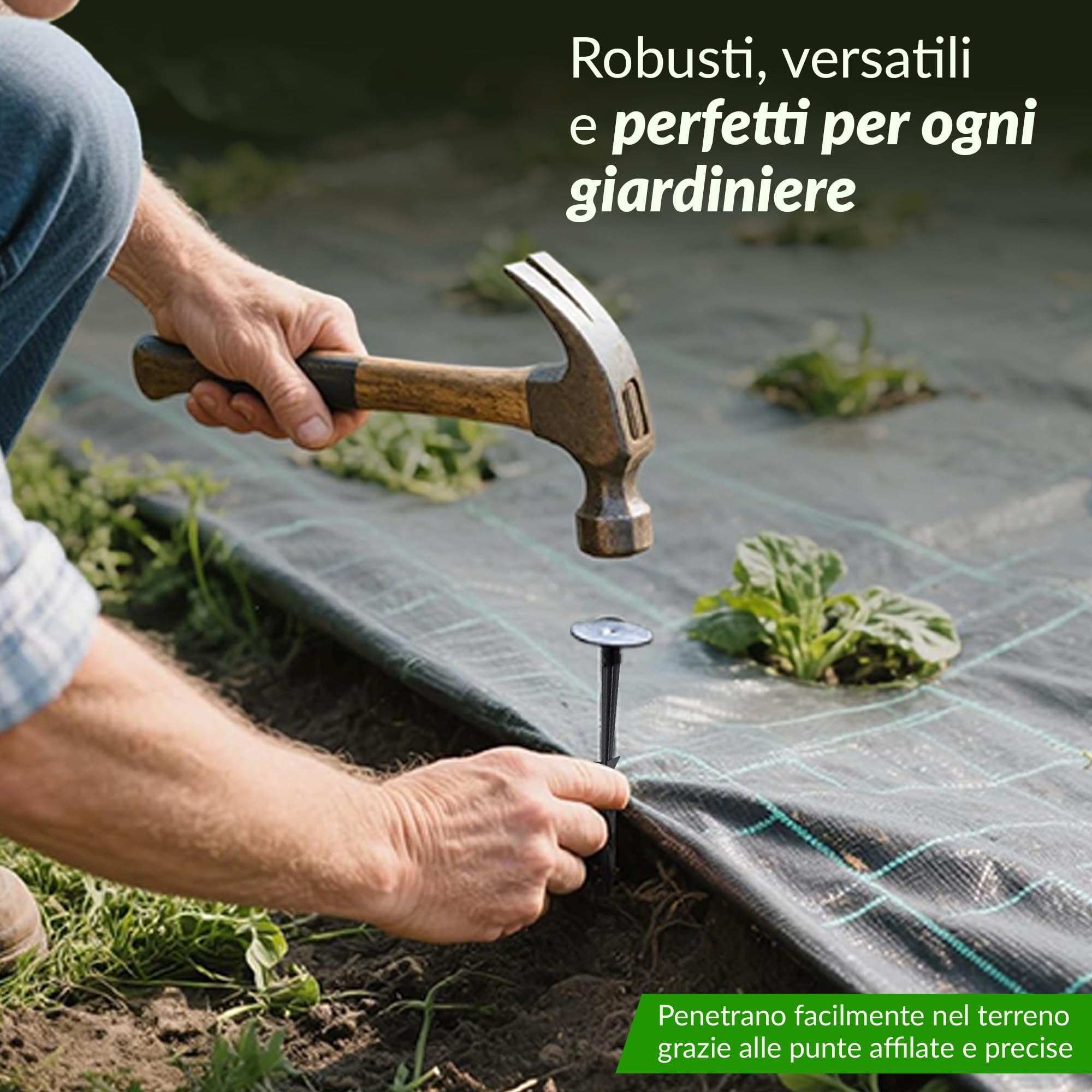 GARDENIX 100 pezzi TerraPEG, ancoraggio da per giardino per tessuto, Extra Forte