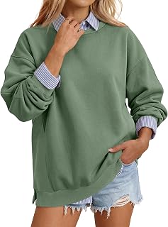 ANRABESS Sweatshirts for Women Oversized Long Sleeve Textured Side Pullover | Split Sleeve Cuff，Comfy Fleece，Loose Fit Side Slits Pullover Top,Crew Neck Sweatshirt，Casual 2026 Fall Fashion Outfits