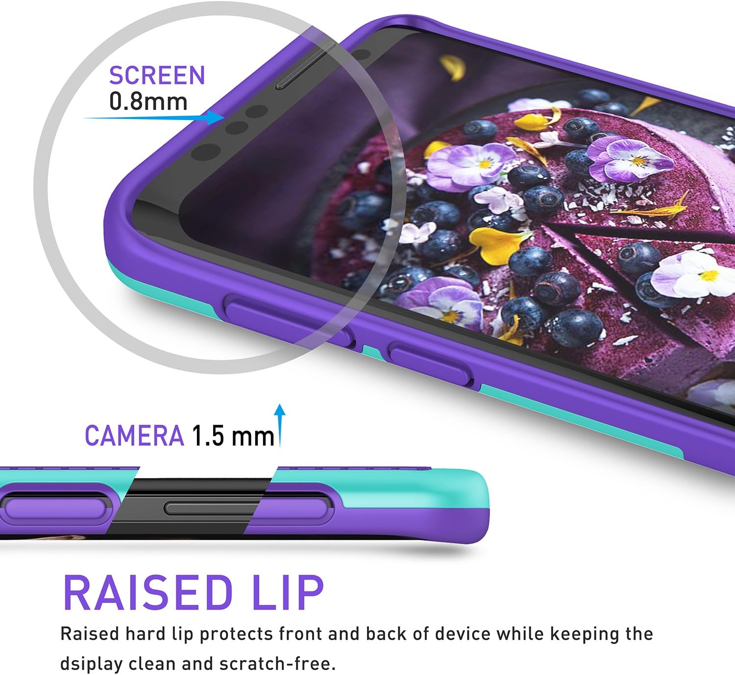 Galaxy S9 Plus Case, S9 Plus Cover, TILL(TM) Ultra Slim 3 Color Hybrid Impact Anti-Slip Shockproof Soft TPU Hard PC Bumper Extra Front Raised Lip Case Cover for Samsung Galaxy S9 Plus G965U [Purple]