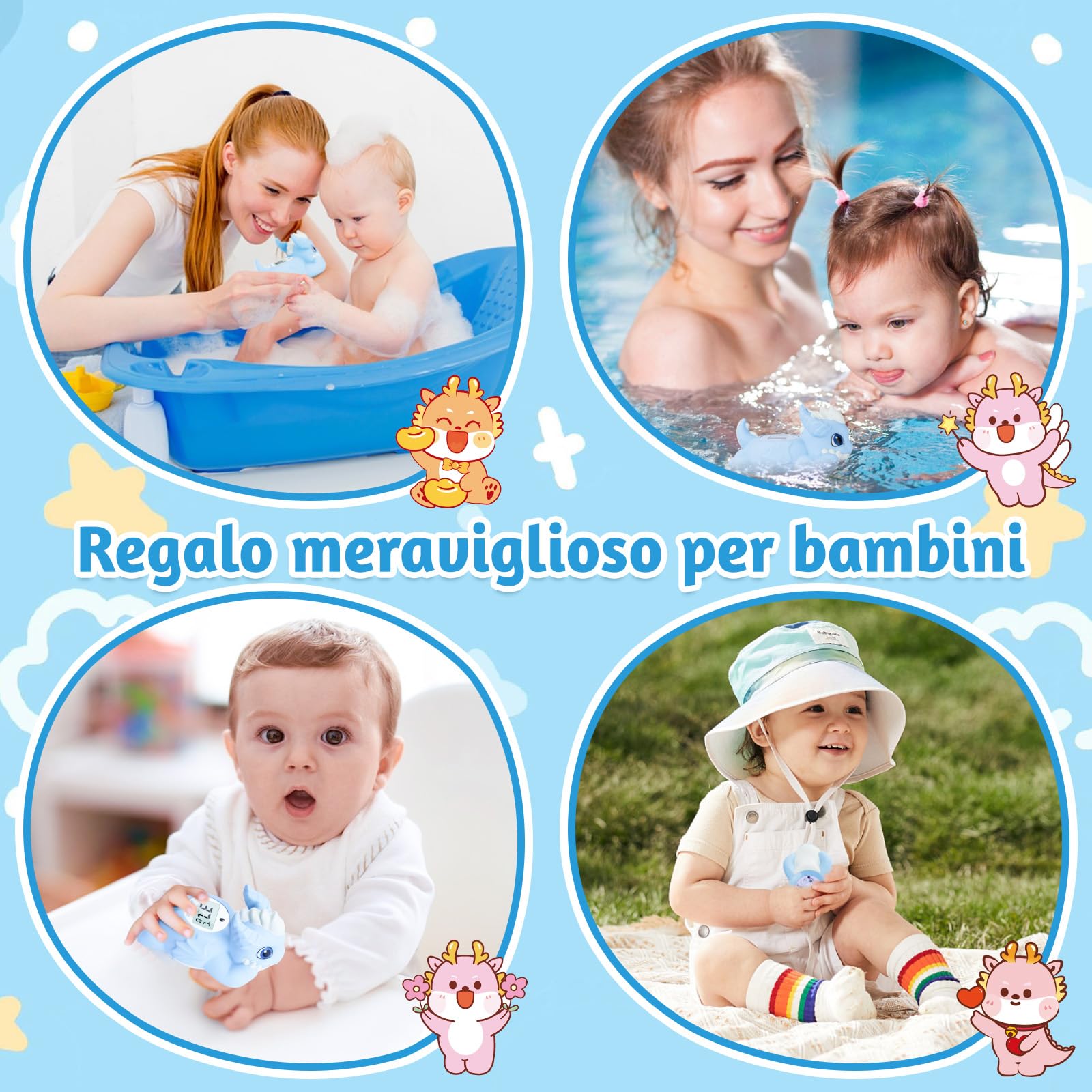 Termometro da bagnetto per neonati - Termometro per l'acqua per un bagno sicuro - Termometro galleggiante per vasca da bagno a lettura rapida in ℉ e ℃ - Essenziale per la cura dei neonati