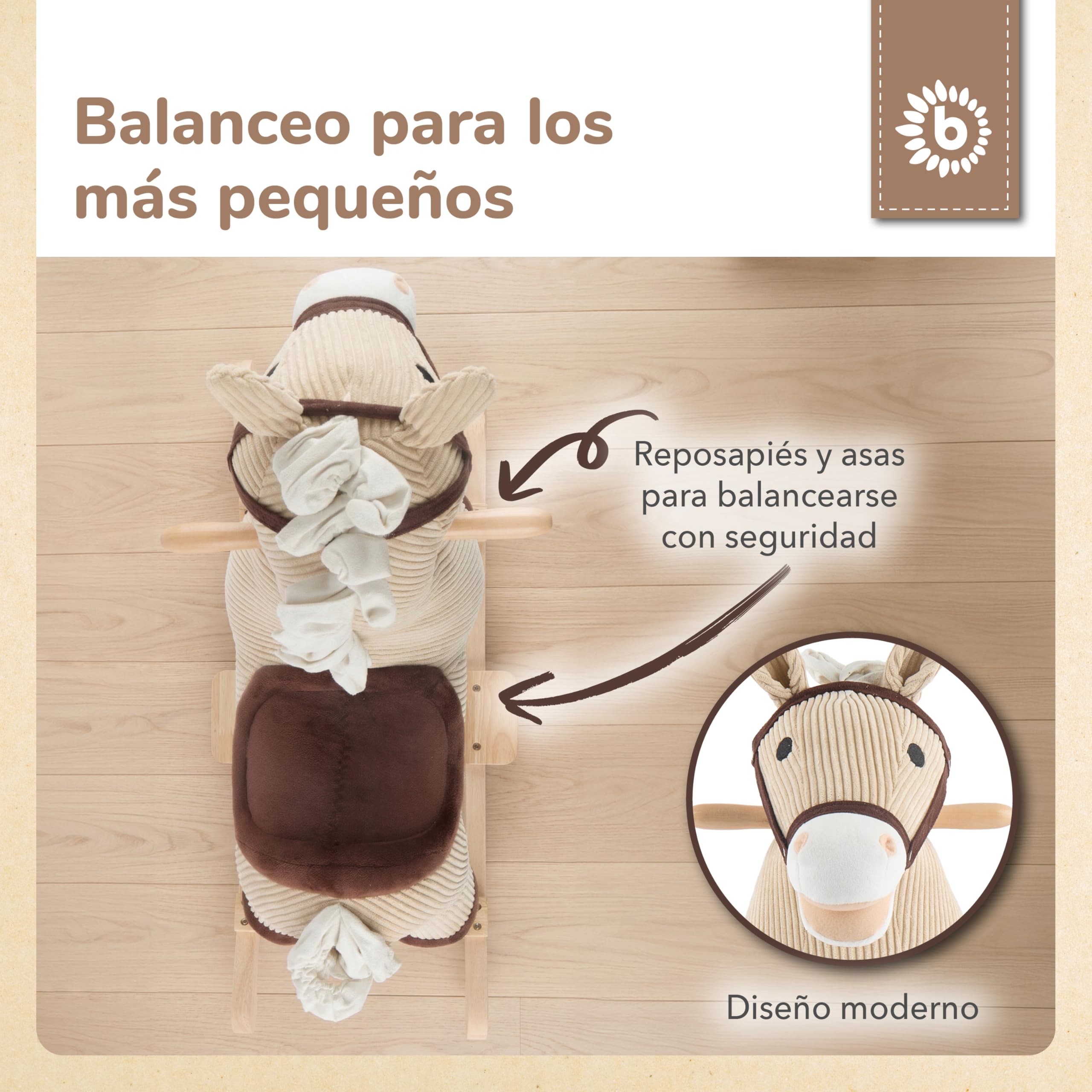 Bieco Peluche de caballo Lucky de 68 cm, mecedora para niños, columpio para bebés, columpio para niños pequeños, balancín para bebés a partir de 1 año