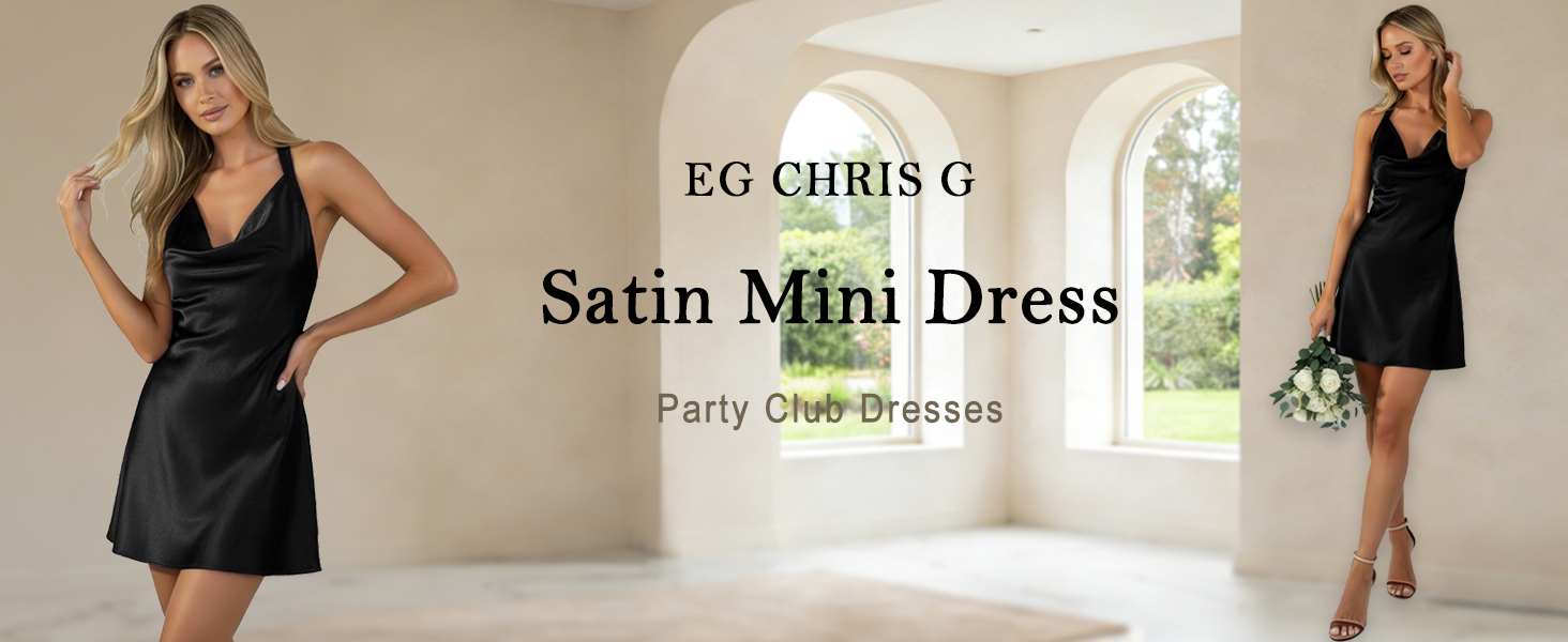 club style mini satin dress Satin Mini Dress Backless Sleeveless Party Night Club Wrap Straps Elegant  Solid
