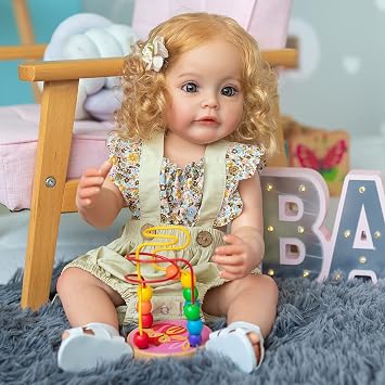Pinky Reborn 22 Inch Reborn Baby Dolls دمى أطفال صغار ناعمة من السيليكون والفينيل نابضة بالحياة مع شعر أشقر قابل للغسل للفتيات لعبة أفضل عيد ميلاد للأطفال بعمر 3+
