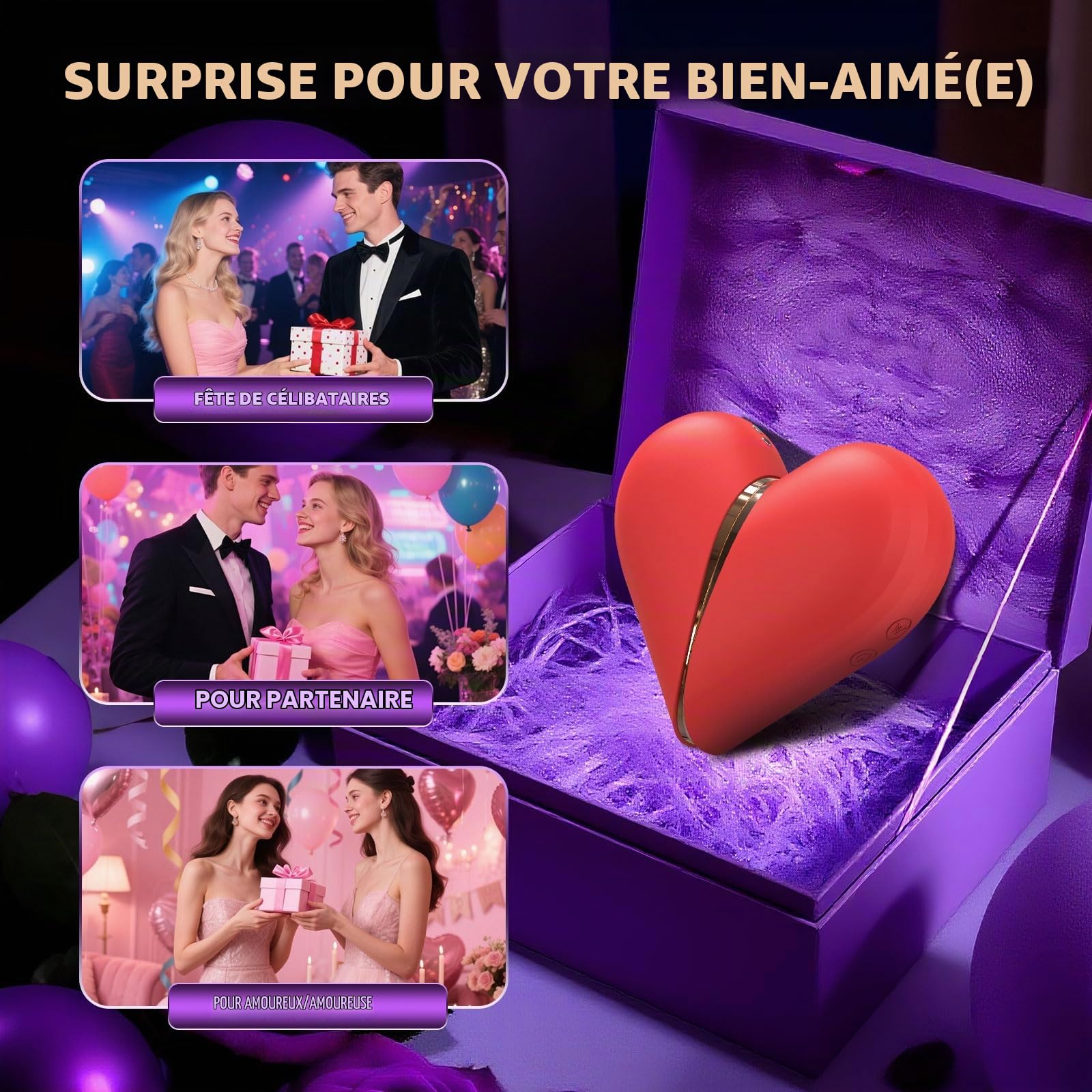 Jouets sexuels vibrants pour femmes - Zungenvibrateur avec Nippelsauger 3 en 1 - Vibrateur Clitoridien & G-Spot, Apparence Discrète, Plusieurs Vitesses de Vibration (rouge)