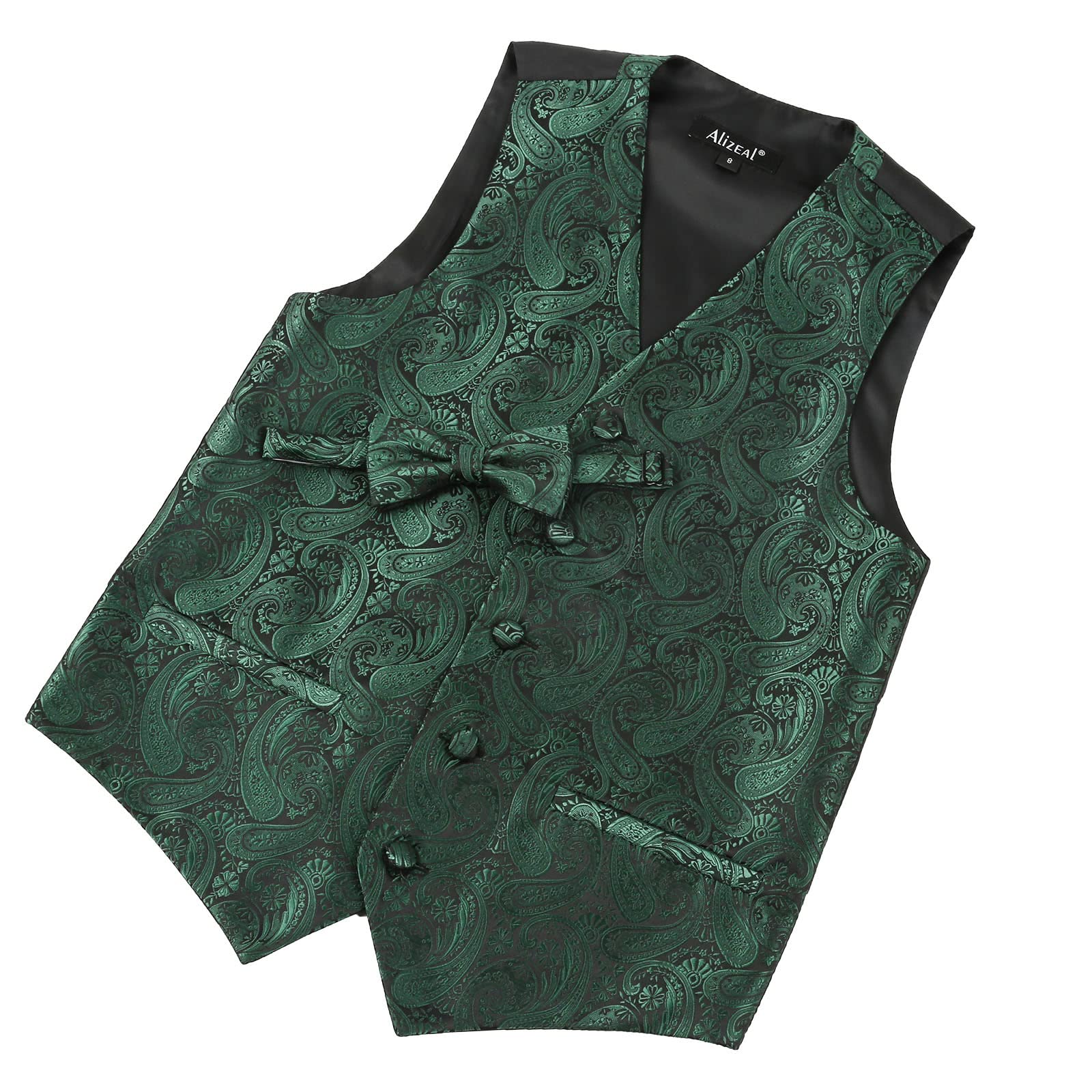 Alizeal Conjunto clásico de pajarita y chaleco de traje para niños