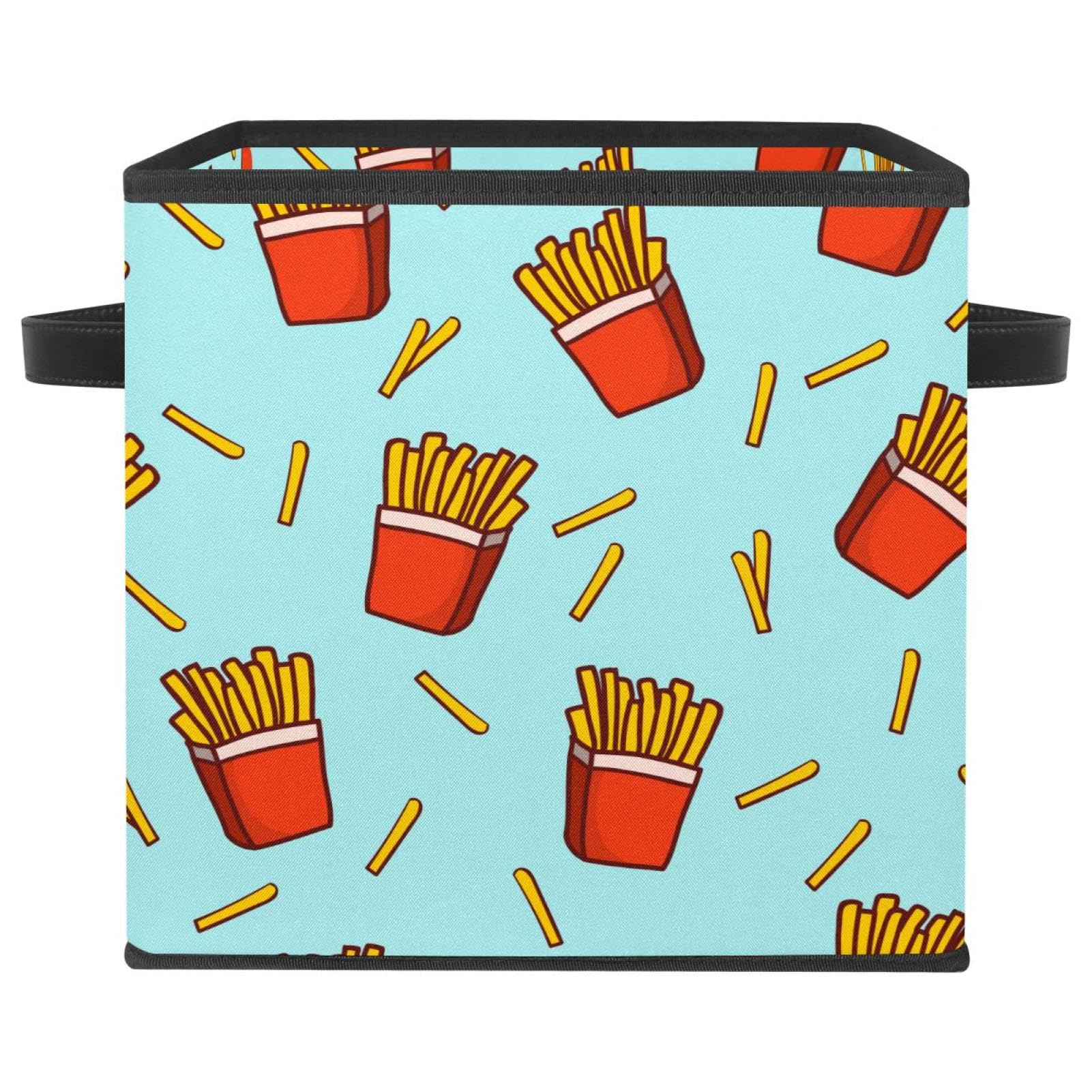 Boîte de rangement pliable en tissu cube motif frites amusantes pour organiser le placard
