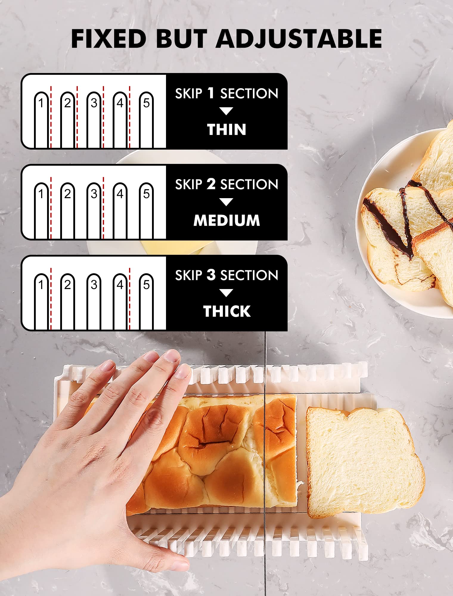 Trancheuse à Pain Pliable - Guide Réglable Épaisseur (1 à 3 Cm), Multifonction, Pour Toasts, Bagels - 8
