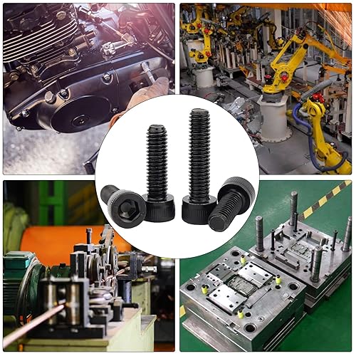 Miniatura 10 de Juego de 70 tornillos de cabeza hexagonal de acero de aleación de grado 12.9, M6 x 81216201.181 in con llaves hexagonales, acabado de óxido negro,