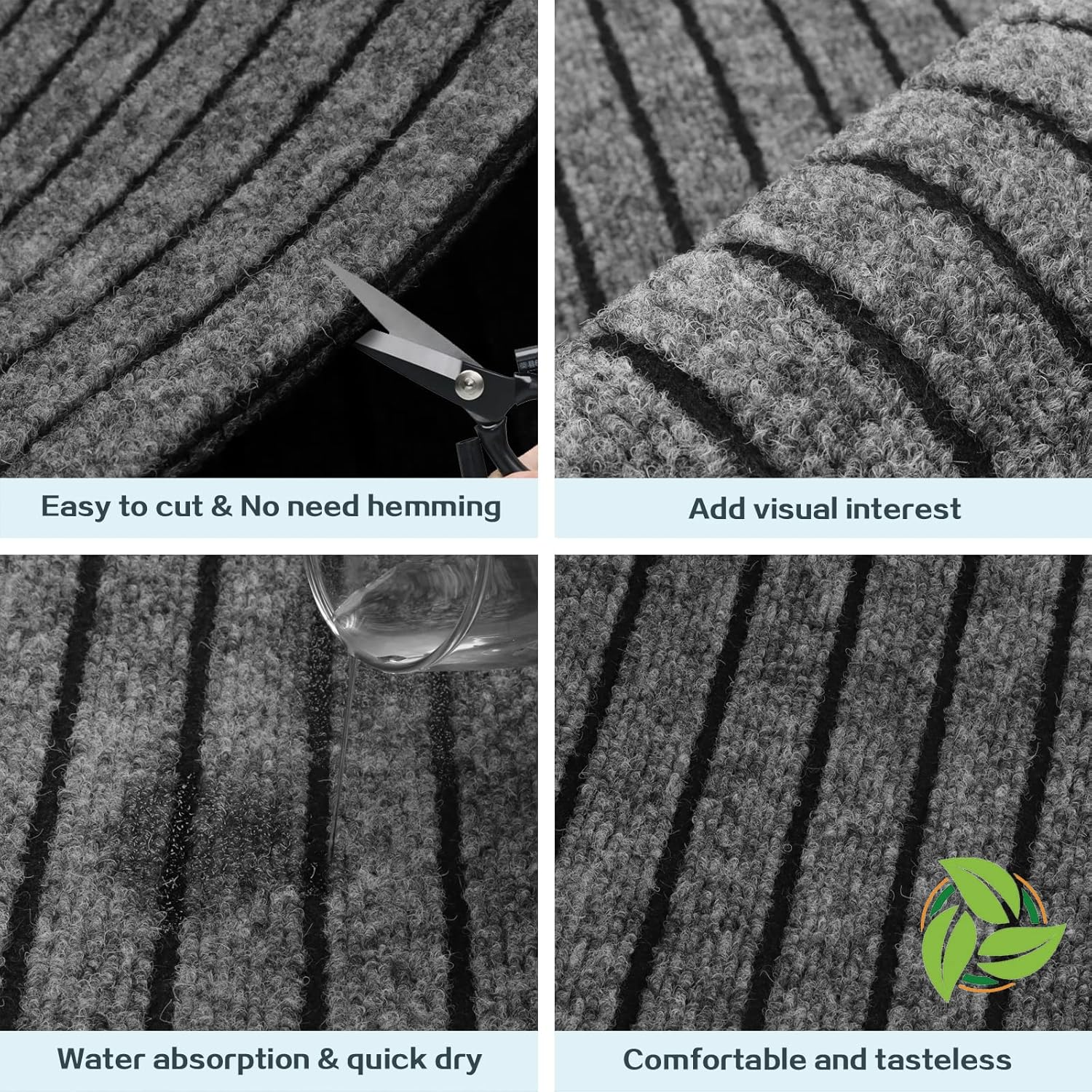 Heyroll Custom Size Hallway Runner Rug, Backed Non-Slip Waterproof Runner Rugs, Washable Outdoor Indoor Carpet Runner Rug for Floor, Entryway, Kitchen, Laundry, Balcony, Garage 2' x 6', Stripe Gray - Image 6