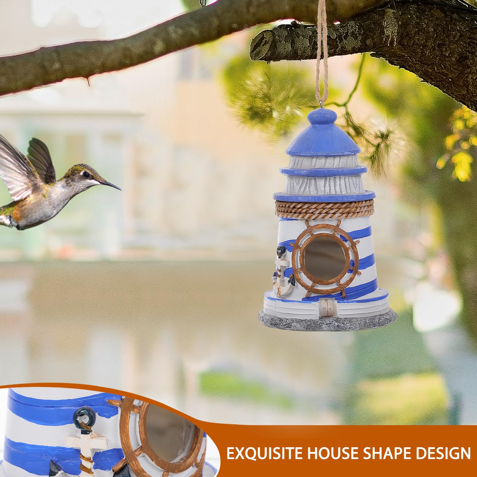 Didiseaon Nido para Pájaros Colgante de Resina Resistente al Agua Decoración Creativa para Jardín y Terraza Casita para Aves Exterior Diseño Único y Fácil de Limpiar Adorno Versátil para