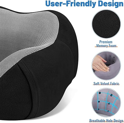 Miniatura 2 de Almohada de viaje de espuma viscoelástica de alta calidad, cómoda y de apoyo, almohada cervical para aliviar el dolor, almohada para viajar,