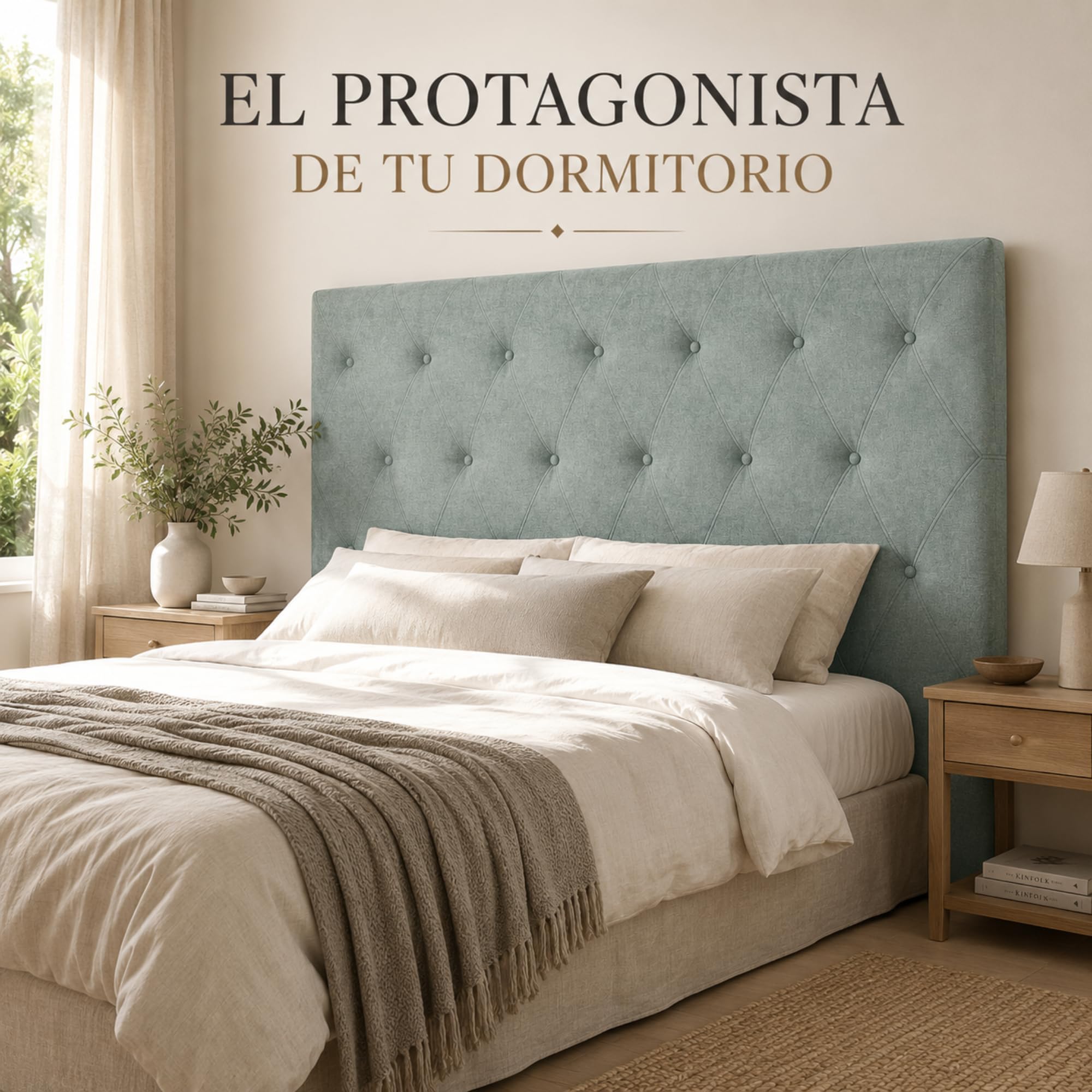 FISIO Dreams Cabecero Tapizado Londres para Cama 90, 105, 135, 150, 160, 180 y 200 cm| Cabezal Acolchado con Patas | Tela Nido Acualine | Fabricado en España