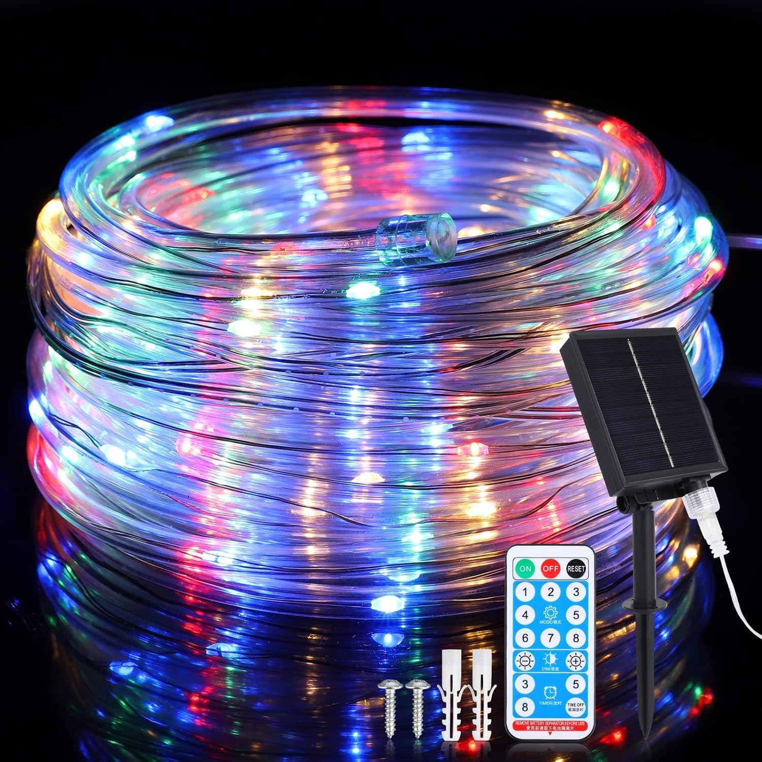Suyoo Solar Rope Lights Outdoor Waterproof LED, 200 LED Rope String Lights