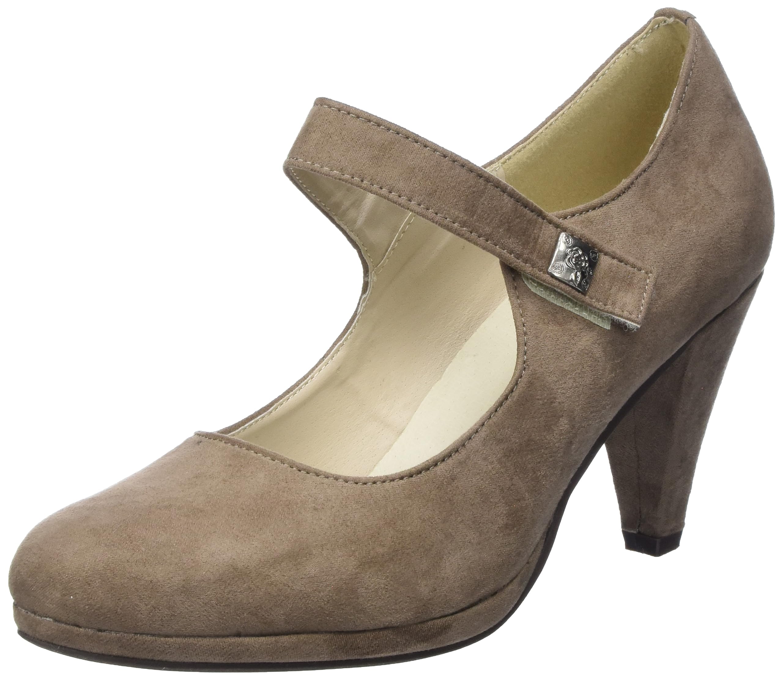 HIRSCHKOGEL Women's Court Shoes, Dark Taupe, 8 UK