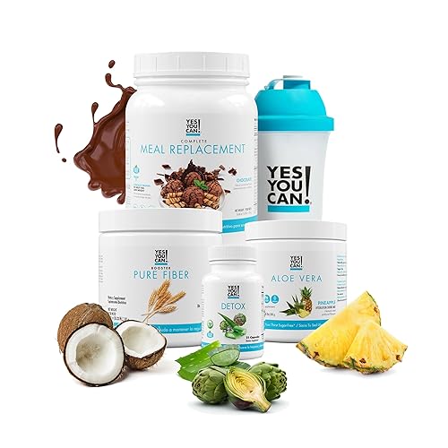 Yes You Can! Kit Detox Plus, limpieza diaria de fibra pura, reemplazo de comidas, mezcla de bebidas, refuerzo de batido y suplemento, kit de