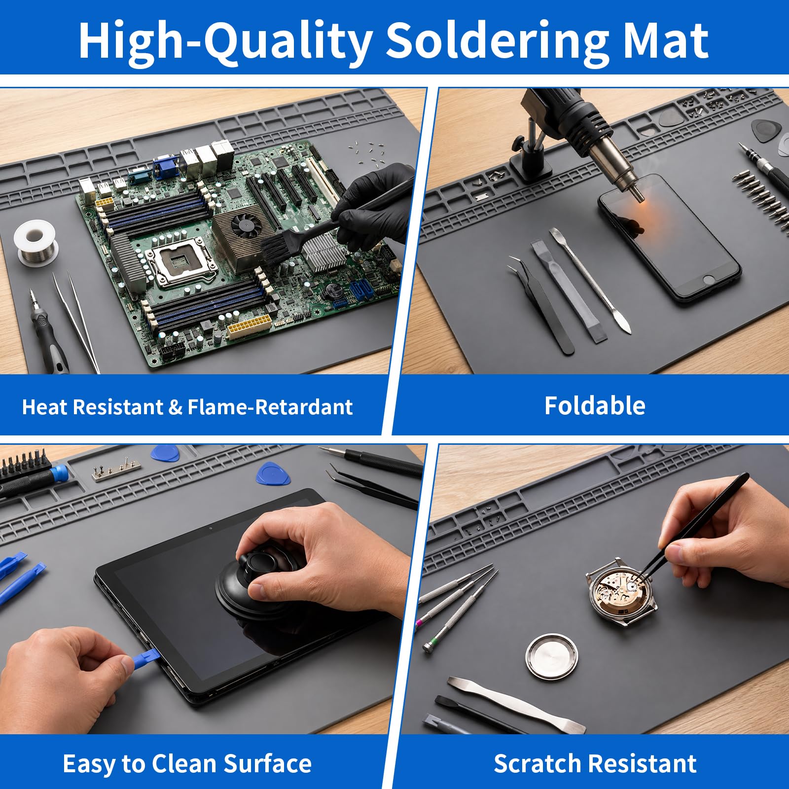 Large Soldering Mat, 27.6"x15.7", Heat Resistant 932°F Silicone — Amazon image 6