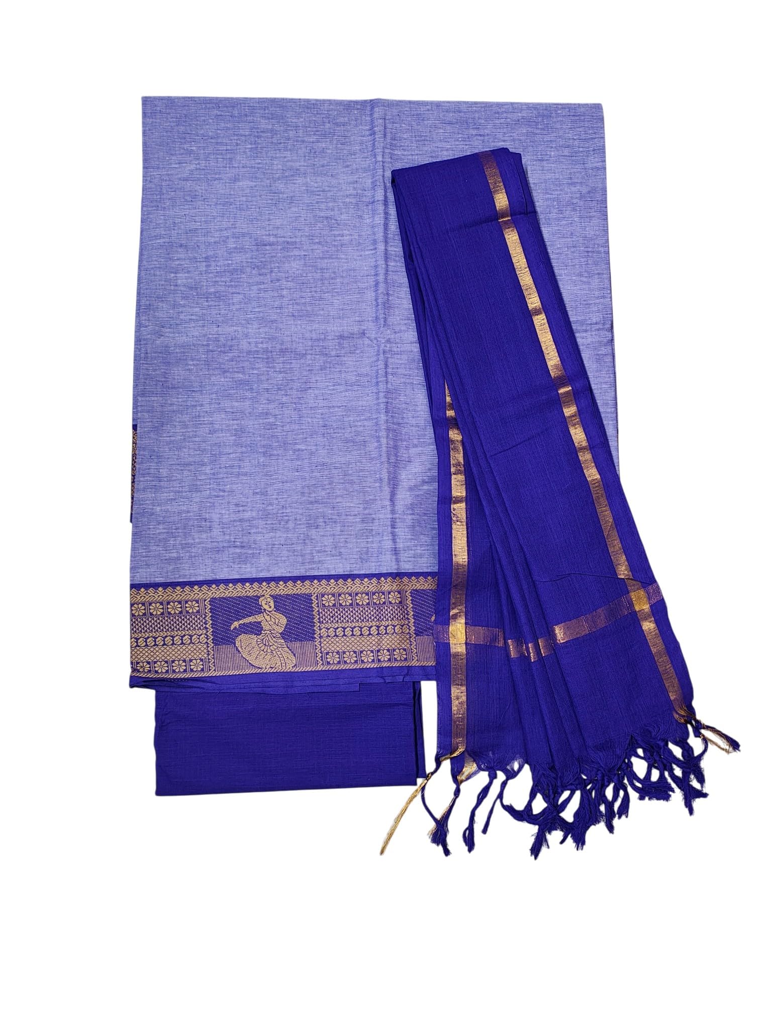 Handloom Cotton Unstitched Salwar Suit Set with Dupatta for Women | Mangalagiri Dress Material-image-22