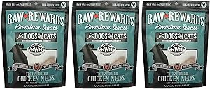 Northwest Naturals 3 Pack of Freeze Dried Chicken Necks Pet Treats, 4 Ounces Each, for Dogs and Cats