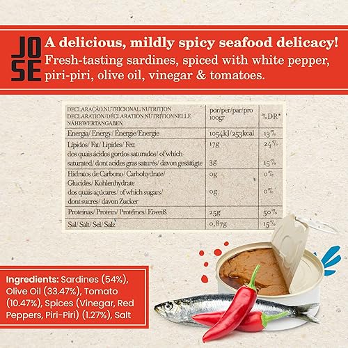 Miniatura 2 de Paté de sardina especiado enlatado por José Gourmet, Sardinas portuguesas capturadas en la naturaleza, paté de pescado enlatado, Omega 3, comercio