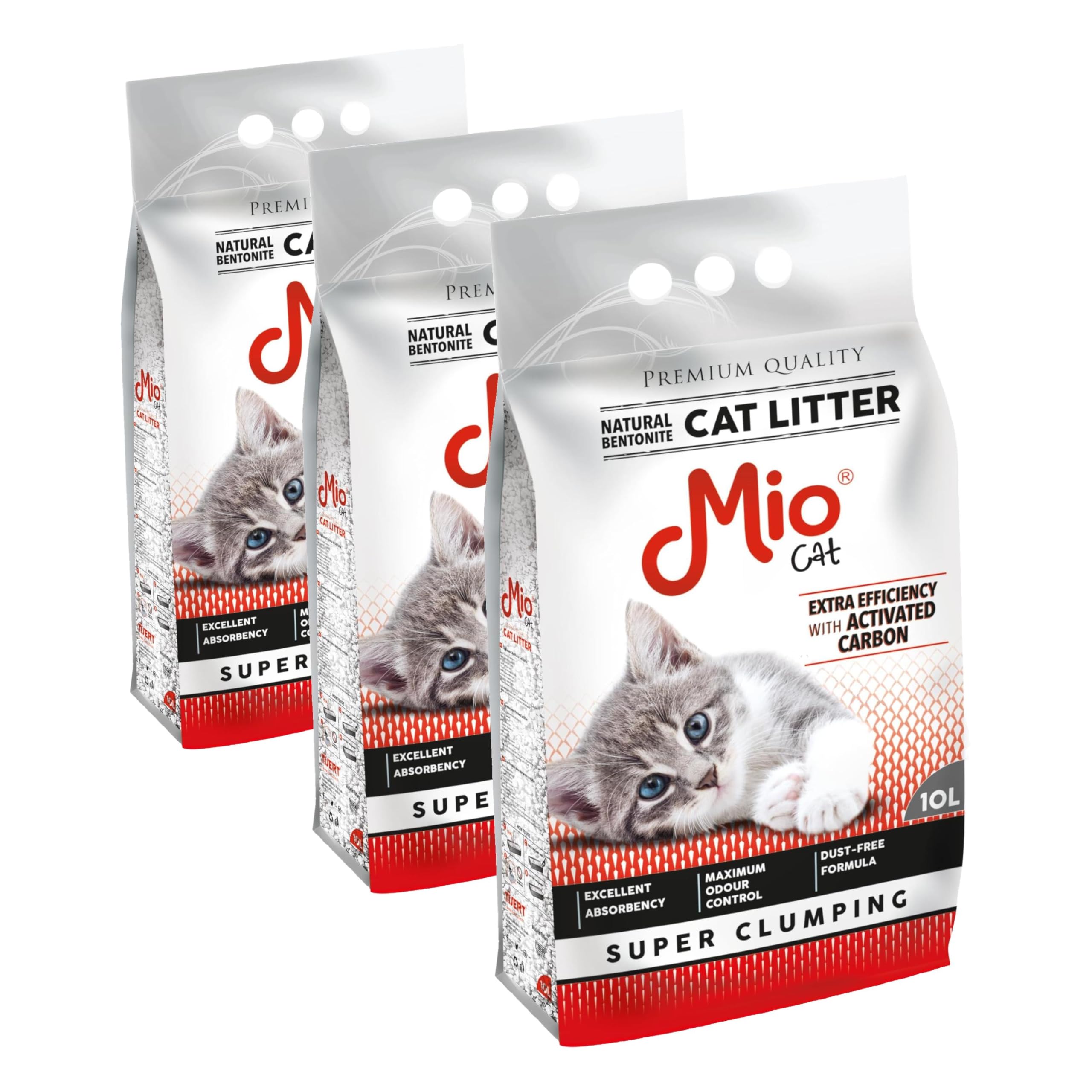 Mio Kedi Kumu, 10 lt. Aktif Karbonlu Bentonit (3 paketi)