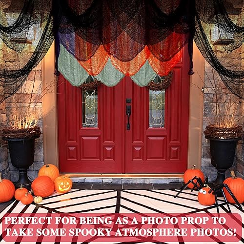 Miniatura 32 de ZeeDix Tela espeluznante negra de Halloween de 85 x 600 pulgadas, tela de gasa espeluznante para decoración del hogar, suministros de fiesta