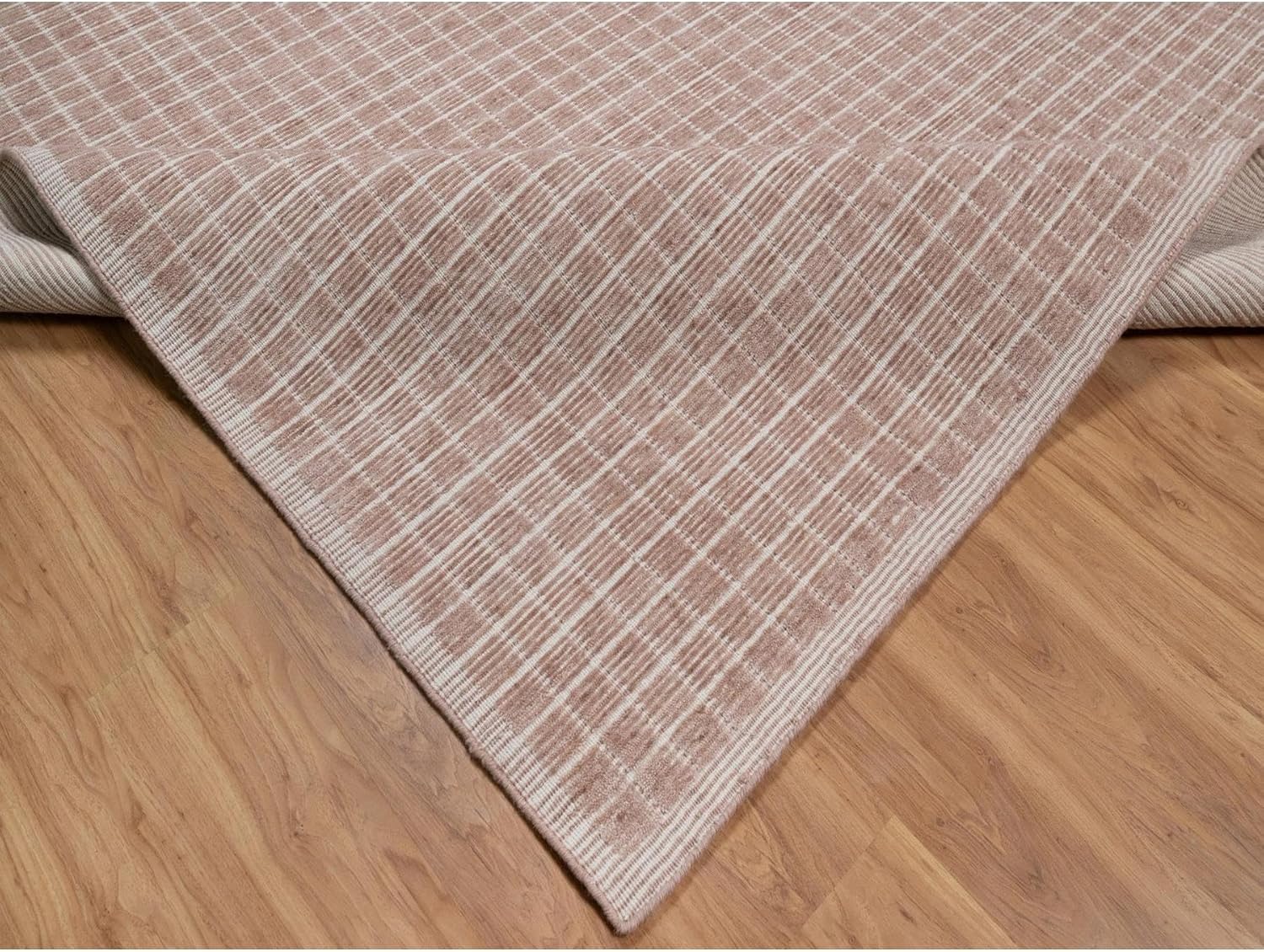 Blush Pink Modern Oriental Rug, 8'x10', Luxurious Wool, Plain Decor Box Design, Soft to Touch, Loomed Knotted