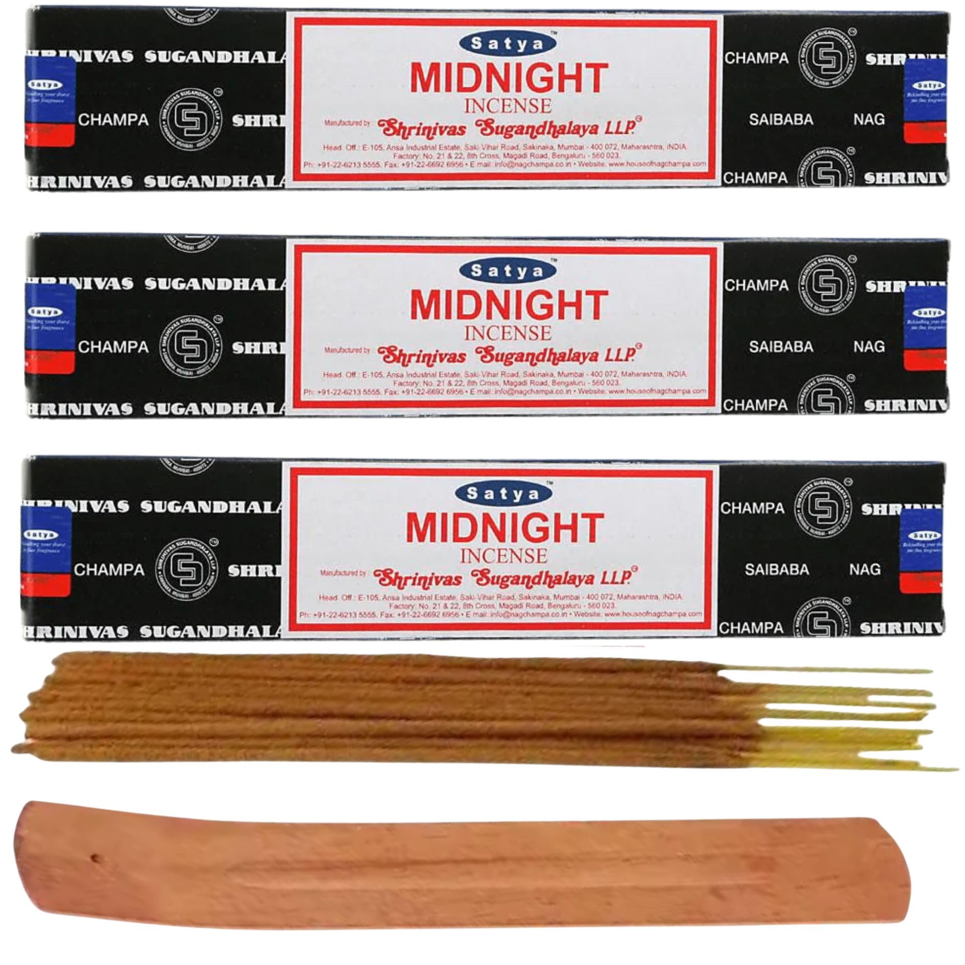 Satya, MIDNIGHT, Nag Champa, Incense Sticks, 3 Packs, Agarbatti — image 1