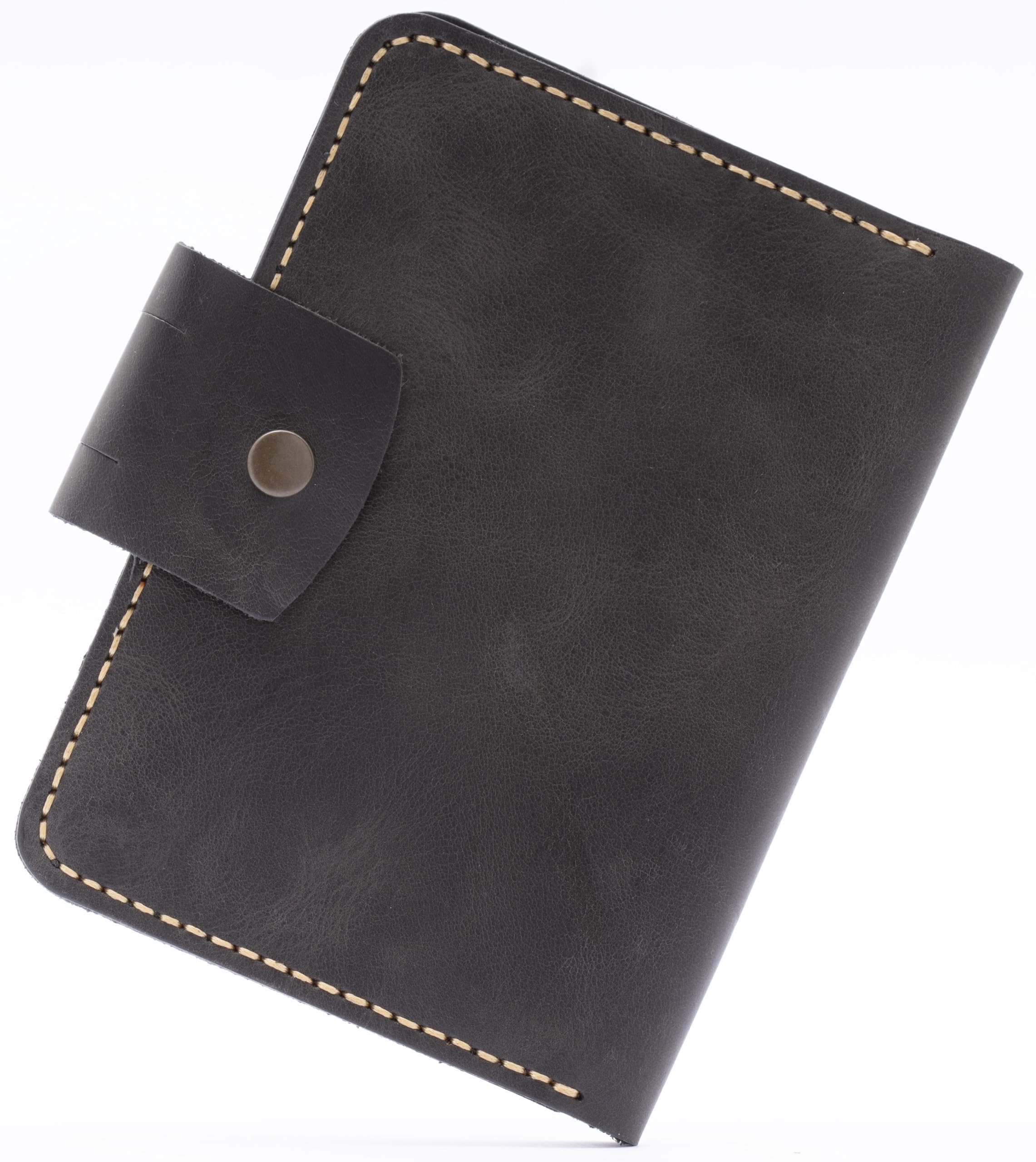 Handmade Passport Leather Case, Wallet Credit Card Holder (Dark Grey)