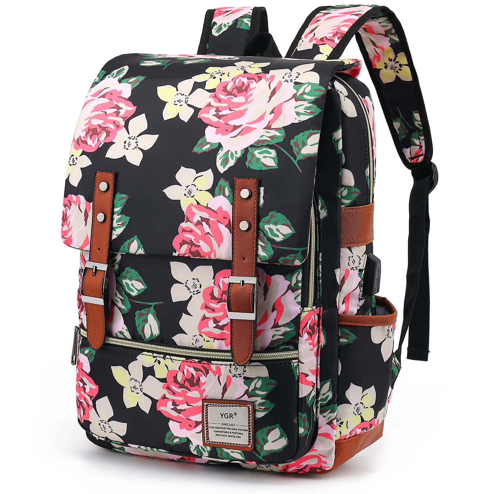 YGR Floral Laptop Backpack for Women, Female, School, Travel, Business, Outdoor Sports, Office, Work