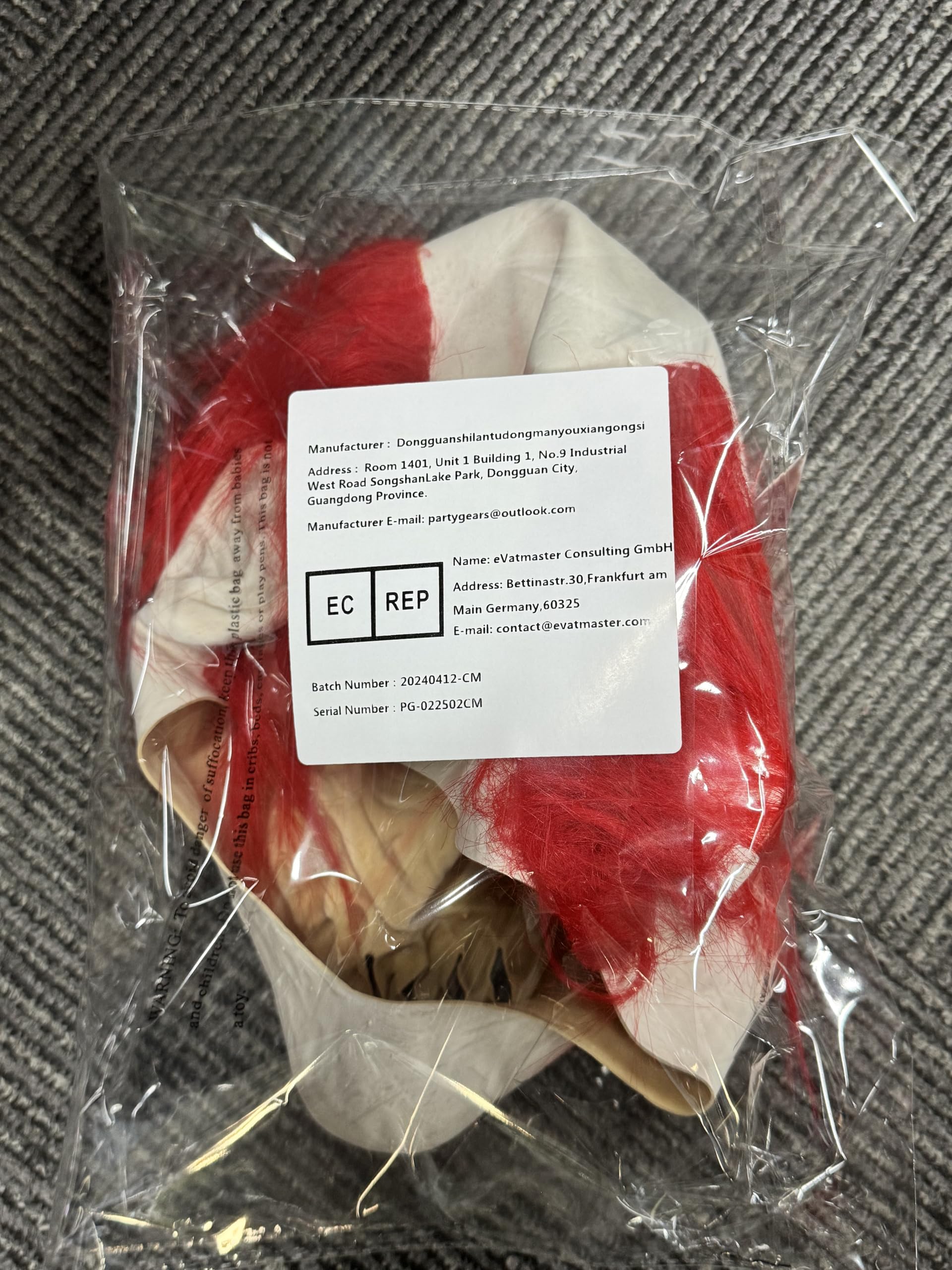 PARTYGEARS Maschera da clown realistica, in lattice, spaventosa, per bambini e adulti