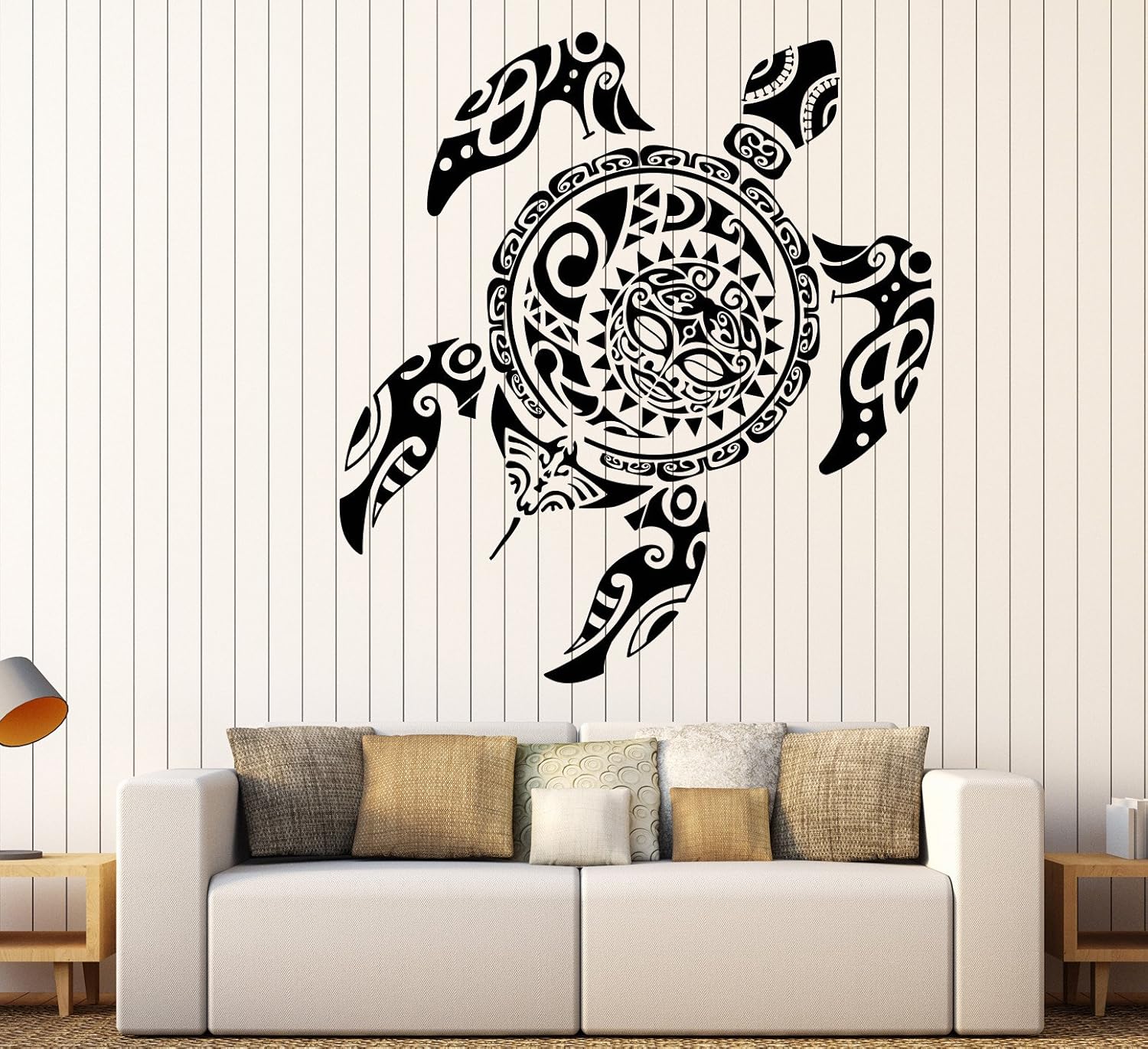 Vinyl Wall Decal Sea Turtle Animal Batoidea Ethnic Marine Style Ocean Stickers Large Decor (1111ig) Brown