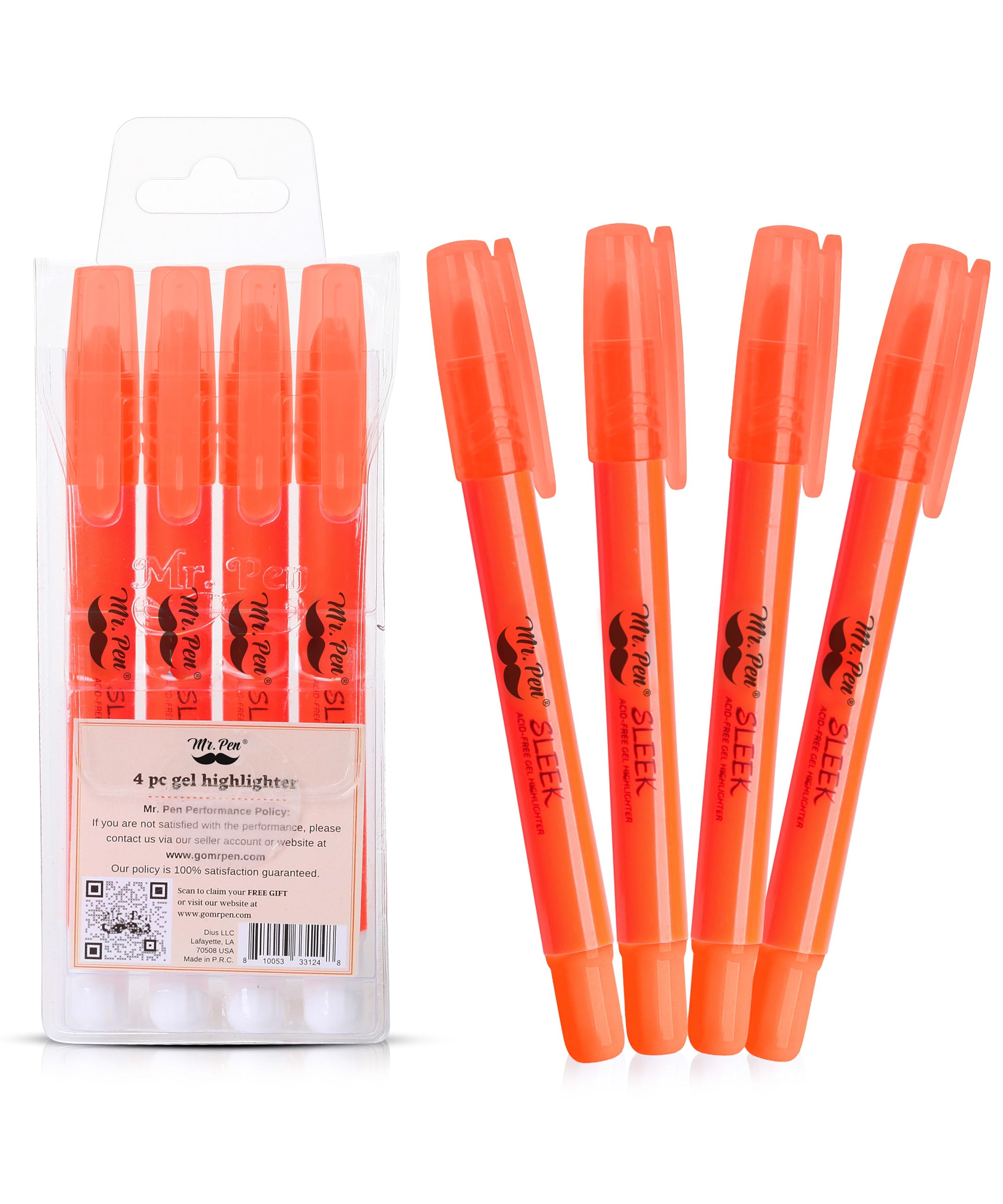 Amazon.com : Mr. Pen- No Bleed Gel Highlighters, Golden Orange, 4