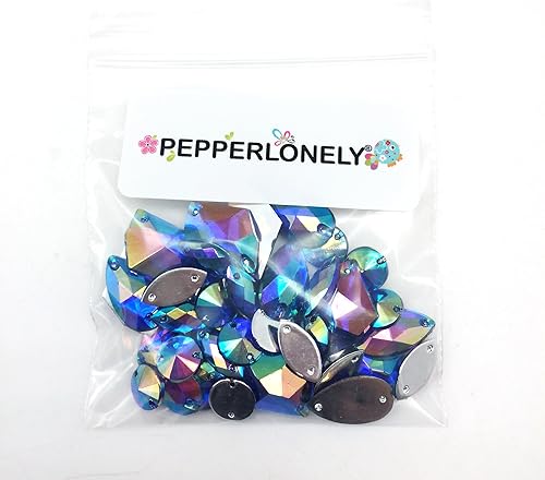 Miniatura 5 de PEPPERLONELY 50 unidades de color púrpura AB para coser en forma mixta y tamaño con parte trasera plana facetados cristales acrílicos rimonas, 7