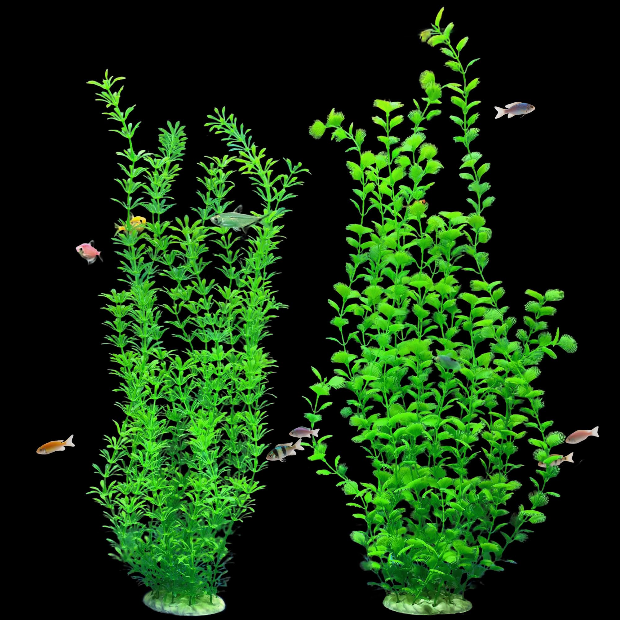 SIYIPURR 23.6 Inch Tall Aquarium Plants – Large Lifelike Artificial Fish Tank Decorations, Fish Tank Plants Plastic?Adjustable Length, Durable & Safe for Freshwater/Saltwater Aquariums (2 Pcs)