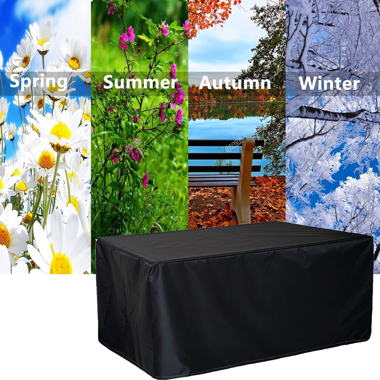 Square Table Cover Garden Furniture Covers 52x52x30in, Waterproof Protective Outdoor Garden Cover for Furniture Rectangular Table Cover, Outdoor Furniture Covers Waterproof, Patio Table Cover