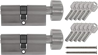 2x Knaufzylinder KD 80 mm 40/40 gleichschließend inkl. 10 Wendeschlüssel - Metallic Silber Grau