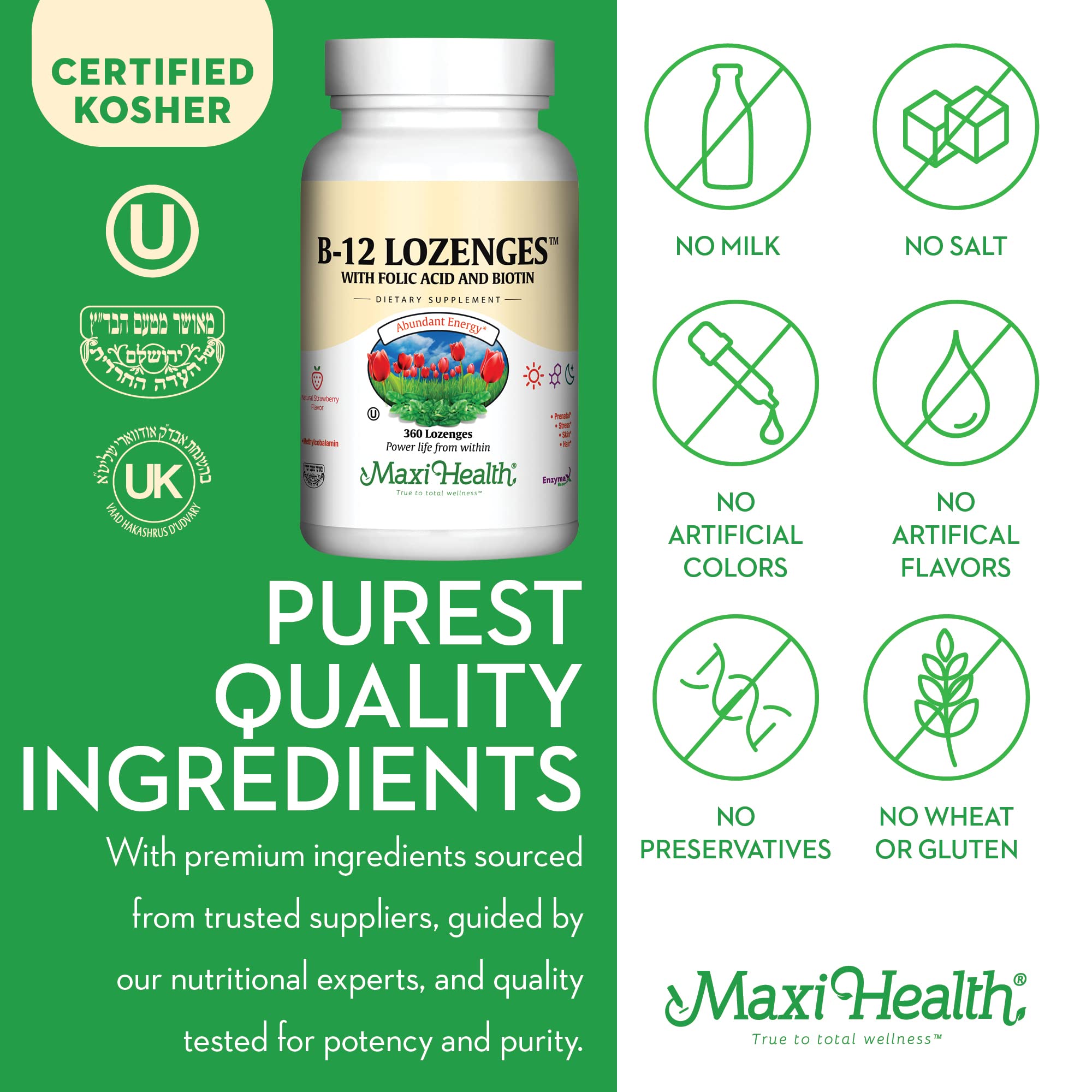 Maxi Health® Vitamin B12 Sublingual Lozenges, Strawberry (360 Count) — Amazon image 6