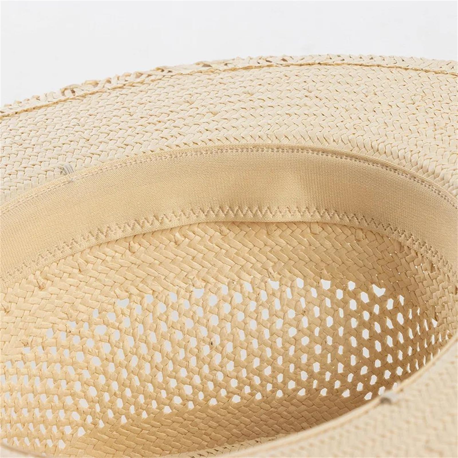 Sombreros de paja beige para mujer, sombrero de verano de ala ancha hueca de paja para el sol, para viajes, playa
