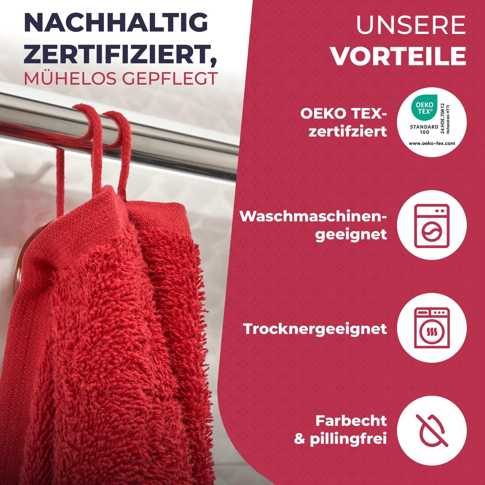 Strandtuch XXL Rot, 100% Baumwolle, 155x220cm - XXL Strandhandtuch - Badetuch in Übergröße -Duschhandtuch, Badehandtuch & Saunatuch