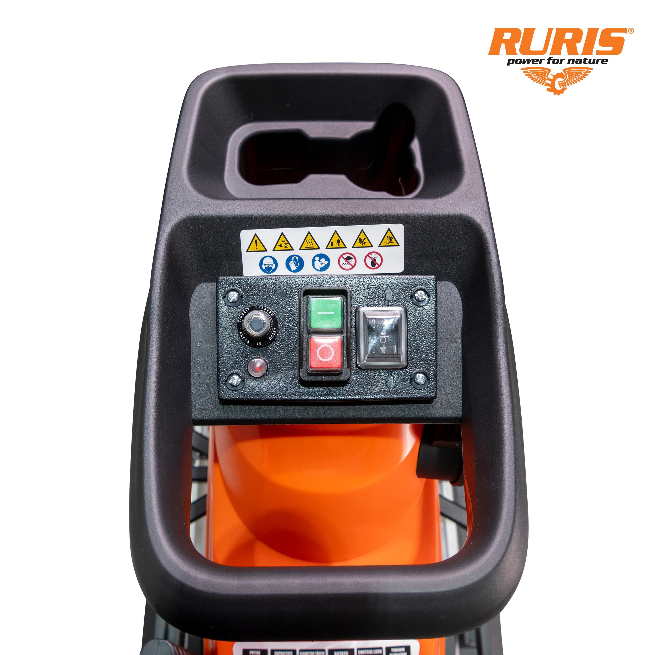 RURIS ST200s Broyeur de Végétaux Électrique 2800W 45 mm Bac 60L | Se verrouille automatiquement au bac de 60 L fermé pour une sécurité maximale