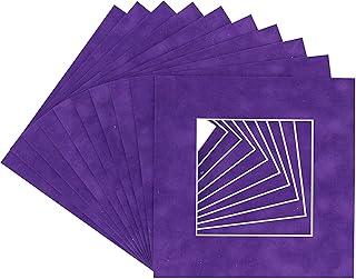 Purple Crocus Suede Acid Free 12x12 Square Picture Frame Mat with White Core Bevel Cut for 8x8 Pictures - Fits 12x12 Frame - Pack of 1 Matboard Show Kit With Acid Free Backing & Clear Bag