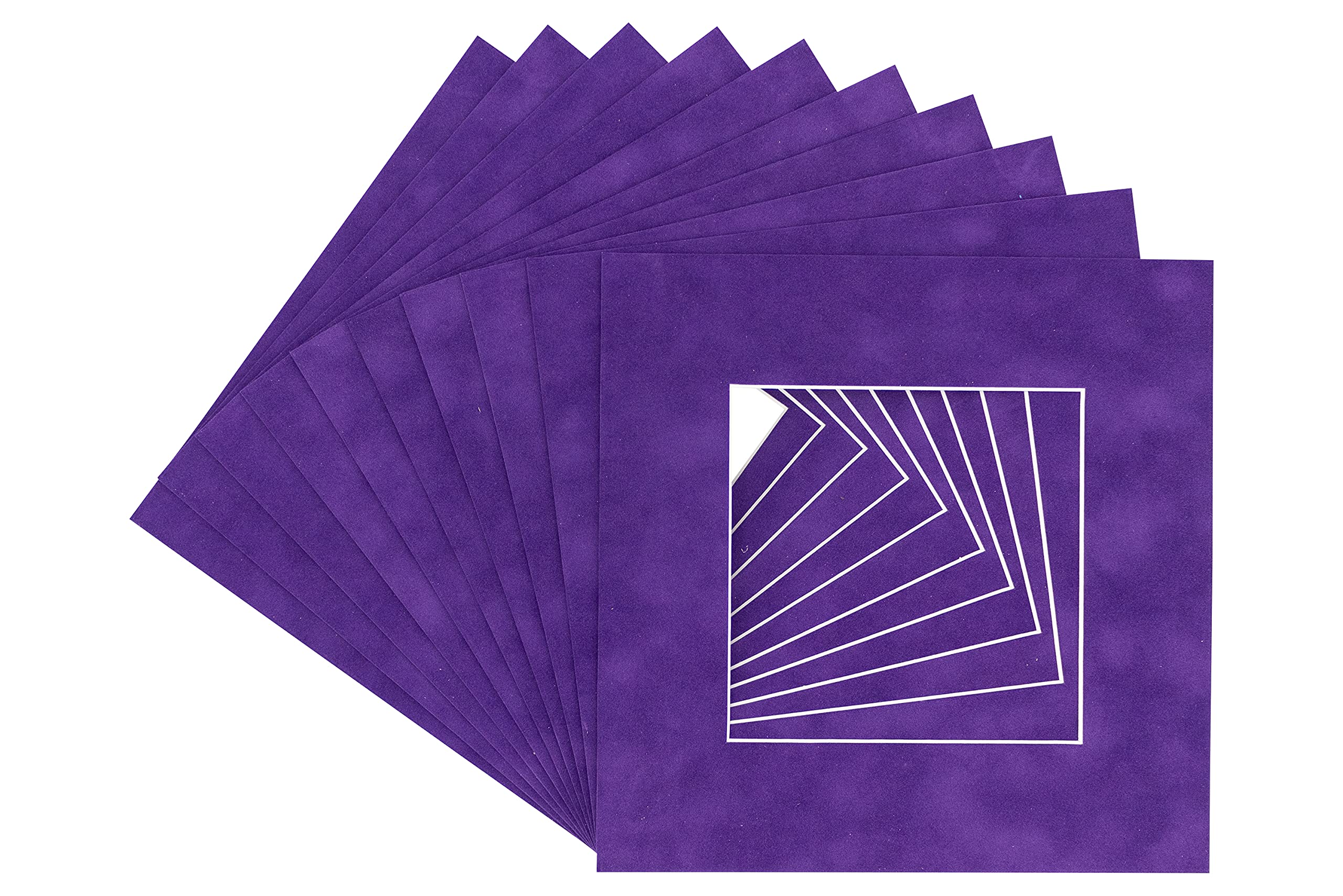 Purple Crocus Suede Acid Free 13x13 Square Picture Frame Mat with White Core Bevel Cut for 9x9 Pictures - Fits 13x13 Frame - Pack of 1 Matboard Show Kit With Acid Free Backing & Clear Bag