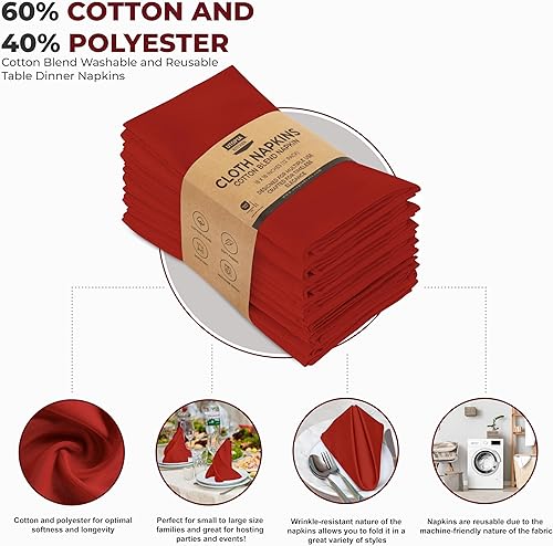 Vista 106 de Utopia Kitchen - Servilletas de tela color gris acero, 12 unidades, 18 x 18 pulgadas, mezcla de algodón, lavables y reutilizables, para hotel