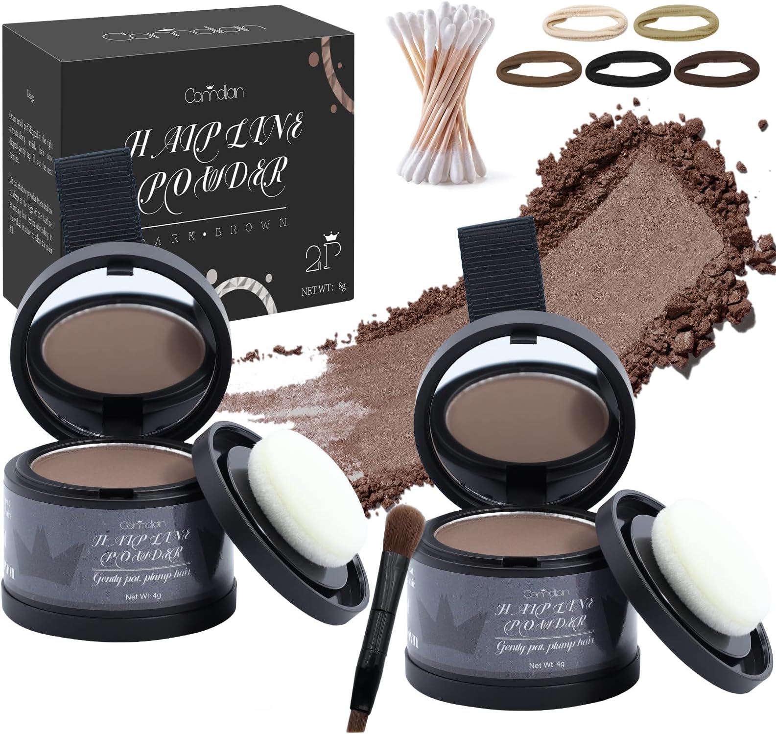 2 Pack Hairline Powder for Women and Men, Used to Root Touch Up Hair Color, Thinning and Gray Hair Coverage and Bald Spots Coverage, Soft Brown