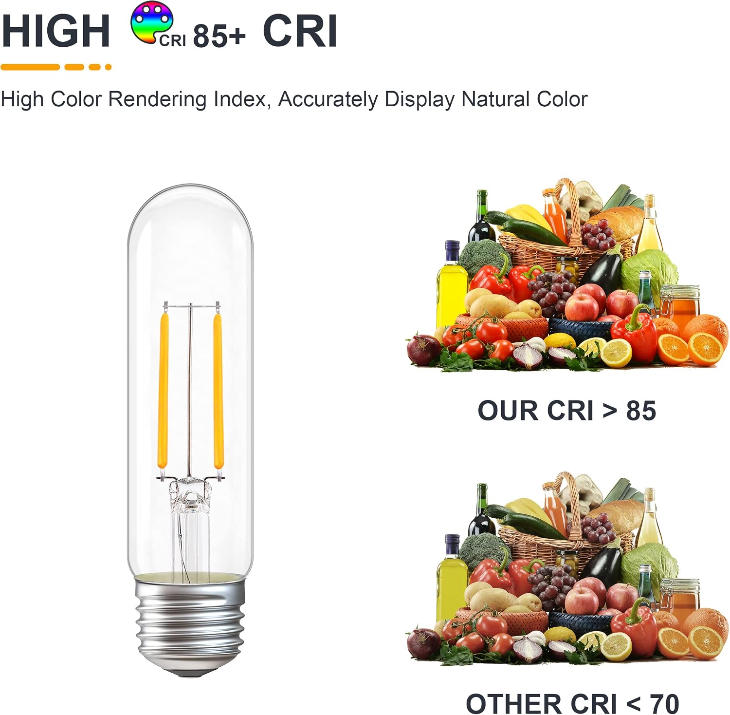 12V T10 Edison LED Light Bulbs - Soft Warm 2700K 2W (Only for 12 Volt DC/AC)- 25W Equivalent Low Voltage E26 Standard Base T30 LED Tube Bulb for RV, Posts - 4 Pack