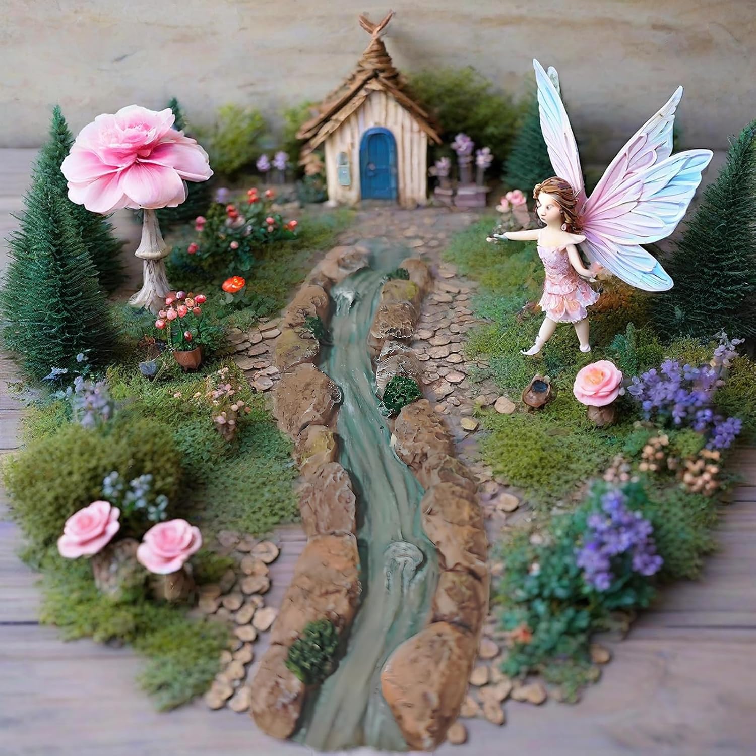 Curved Mini Stream,Curved River for Miniature Garden,Micro Mini Path Road, Miniature River for Village Set,Dollhouse,Fairy Garden Accessory