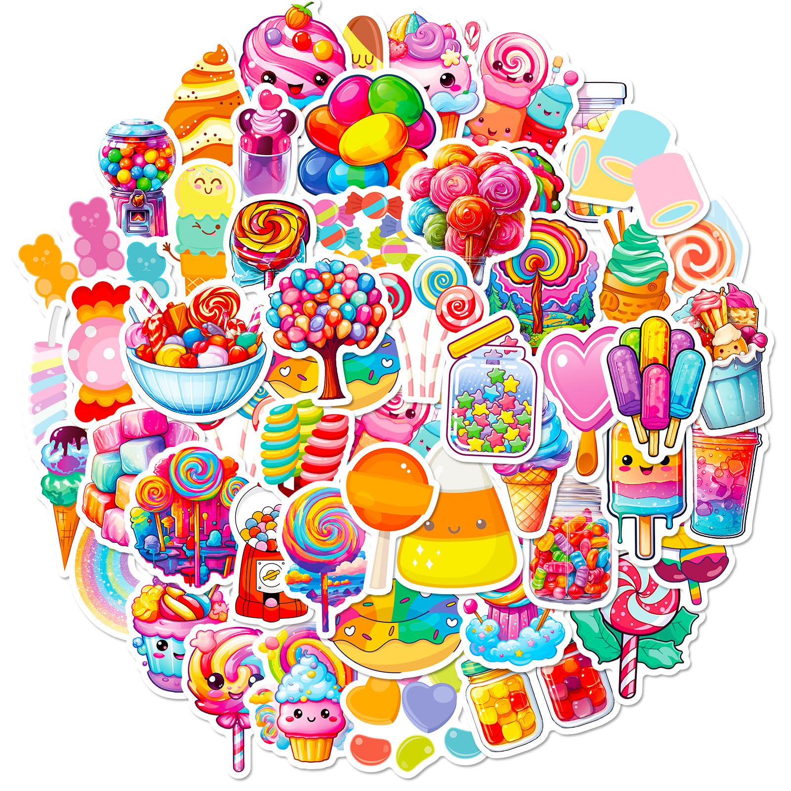 50 Colorful Candy Lollipop Dessert Personalized DIY Decorative Stickers Waterproof Stickers