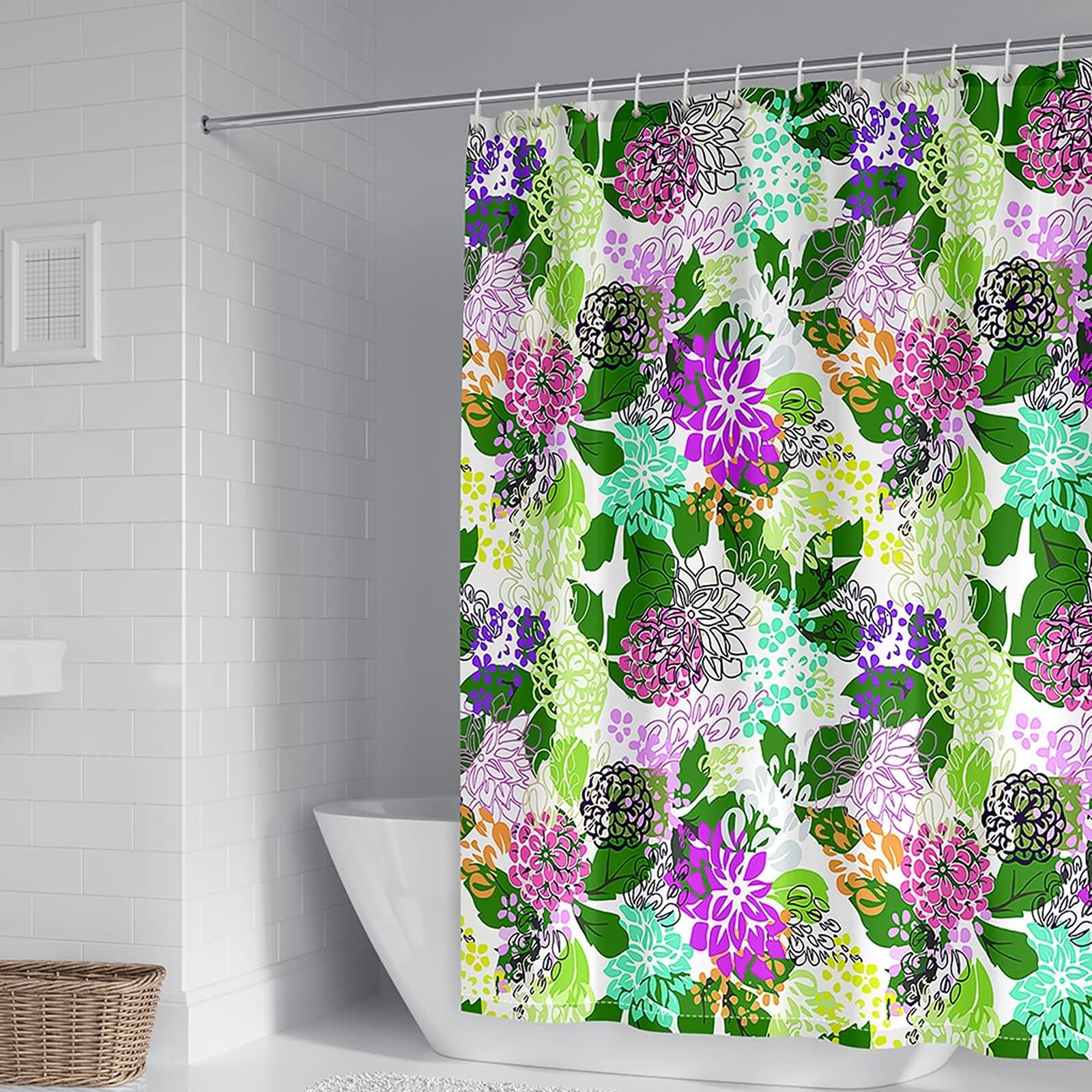 Rideau de douche anti moisissure fleurs multicolore résistant 150 x 180 cm