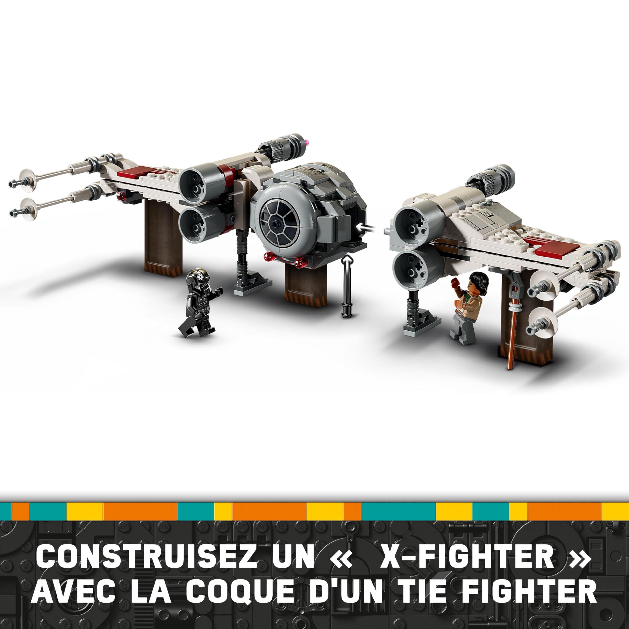 LEGO Star Wars 75393 TIE Fighter et X-Wing à Combiner - Jeu de Construction avec 2 Vaisseaux Spaciaux - 4 Minifigurines & Figurine de Droïde - Cadeau Original pour Garçon dès 9 Ans & Fans